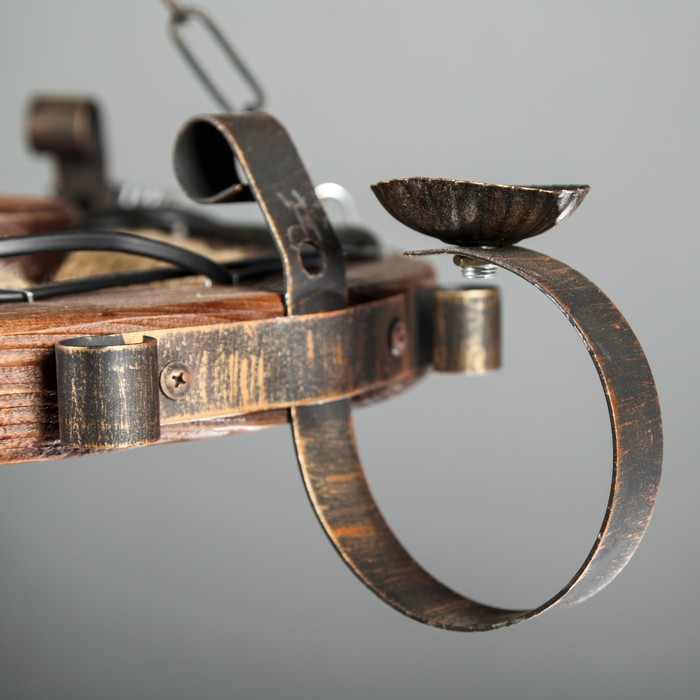 Люстра деревянная "Колесница", 3 лампы, 46 см