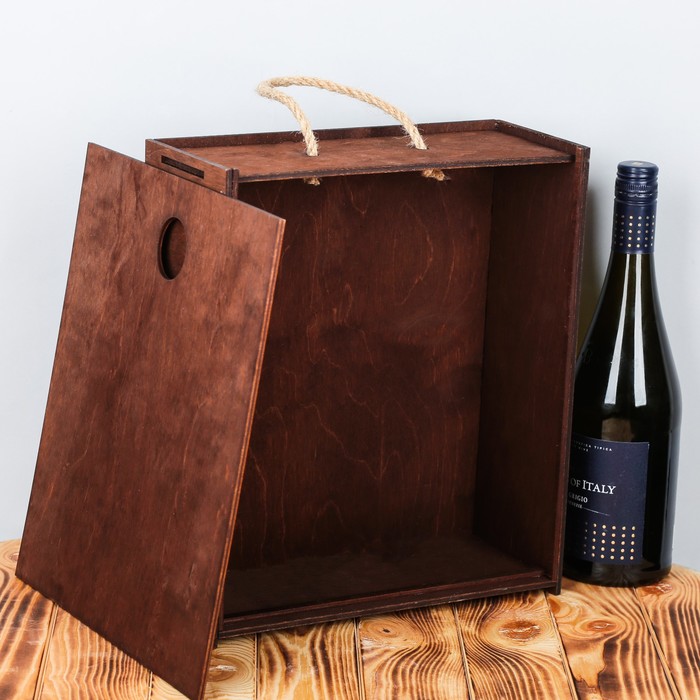 Коробка на 3 бутылки, с ручкой, цвет микс