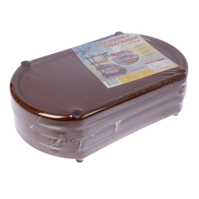 Этажерка овальная 4-х секционная на колесах, цвет МИКС