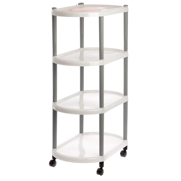 Этажерка овальная 4-х секционная на колесах, цвет МИКС