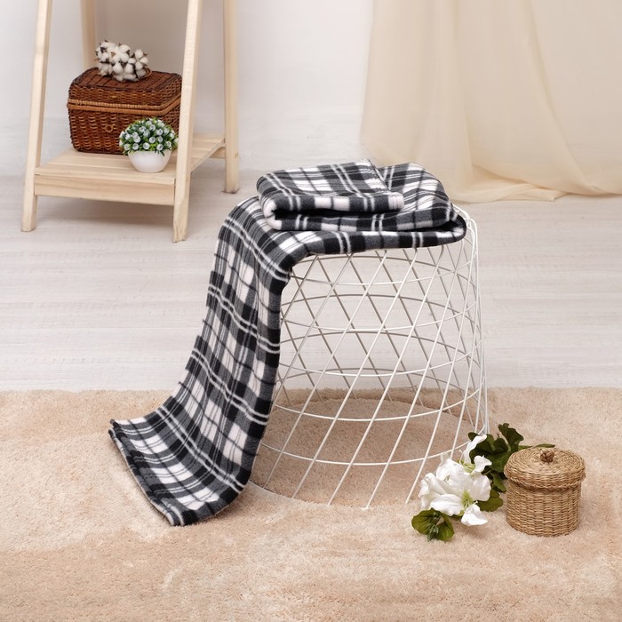 Плед 200*150 см,Y15 - 12  клетка, 220г/м2,100% полиэстер