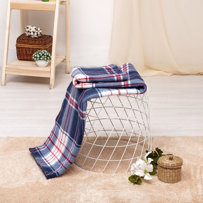 Плед 200*150 см,Y13 - 10б клетка, 220г/м2,100% полиэстер