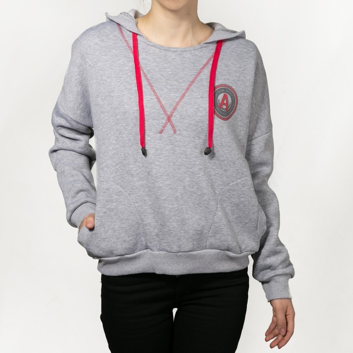 Худи женская 3263-03 цвет серый меланж, р-р 46