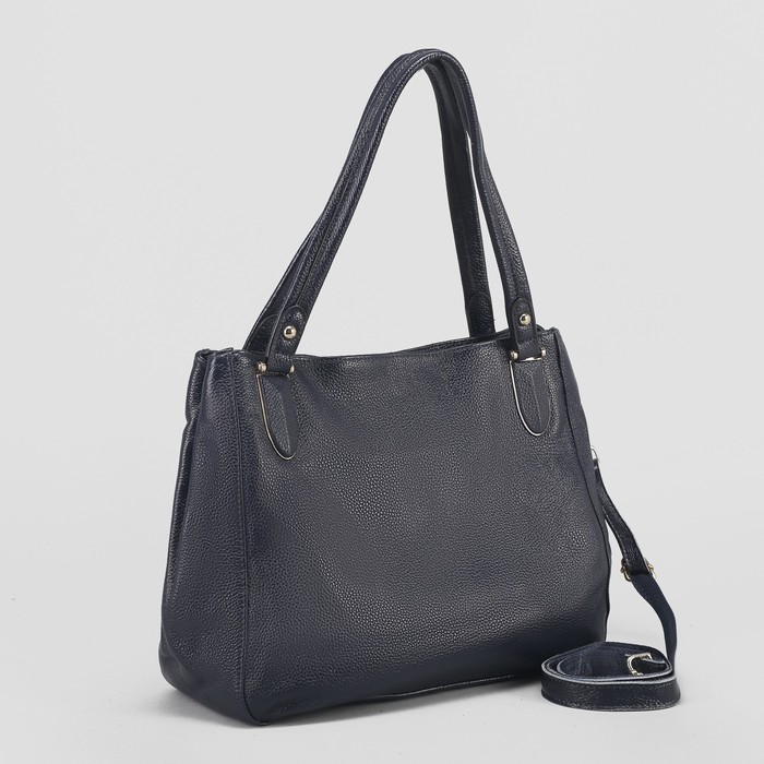 Сумка женская, отдел с перегородкой, с расширением, наружный карман, длинный ремень, цвет синий