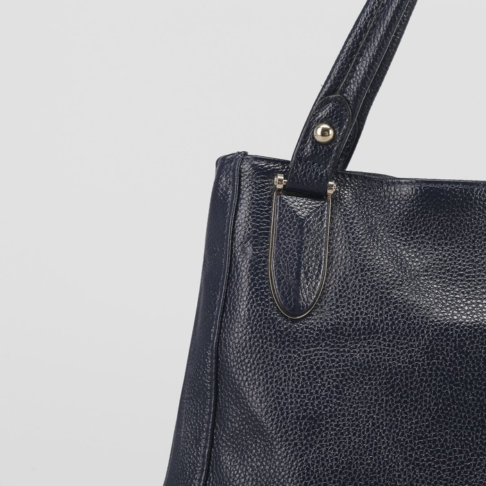 Сумка женская, отдел с перегородкой, с расширением, наружный карман, длинный ремень, цвет синий