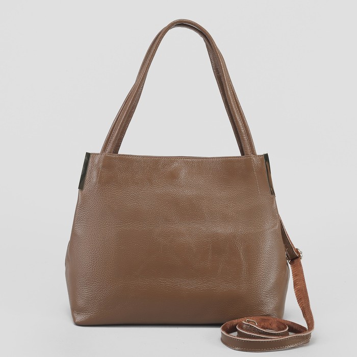 Сумка женская, 3 отдела, наружный карман, длинный ремень, цвет хаки