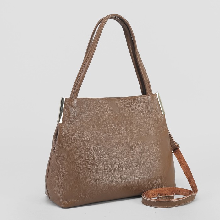 Сумка женская, 3 отдела, наружный карман, длинный ремень, цвет хаки