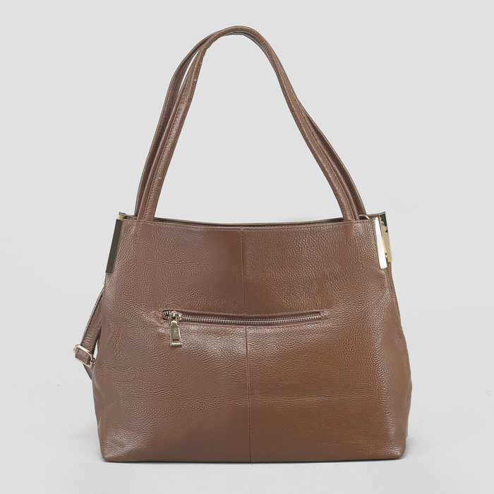 Сумка женская, 3 отдела, наружный карман, длинный ремень, цвет хаки