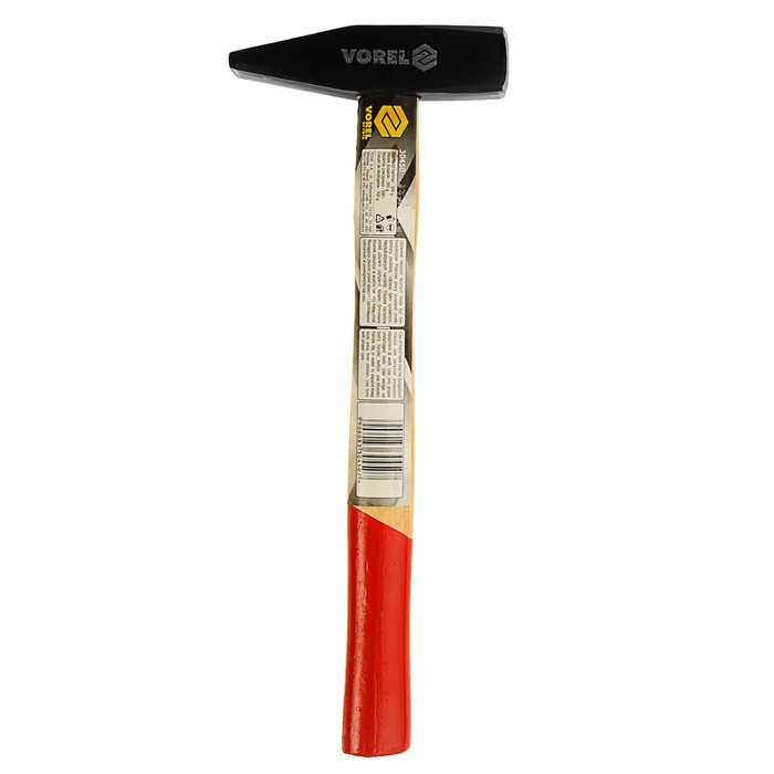 Молоток VOREL, cталь 45, 500 г, квадратный боёк, деревянная рукоятка