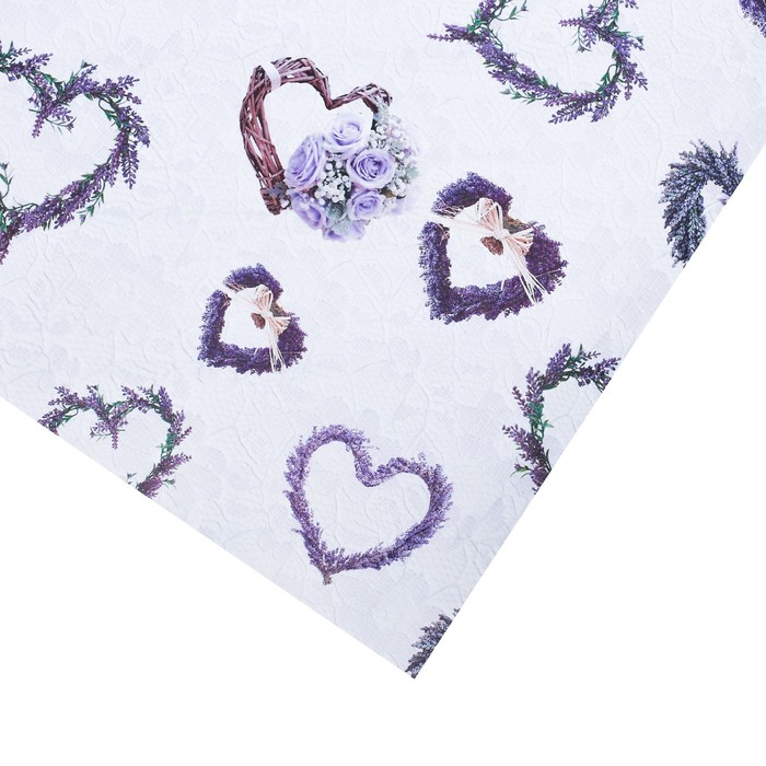 Бумага упаковочная глянцевая "Лавандовые сердечки" 70 х100 см
