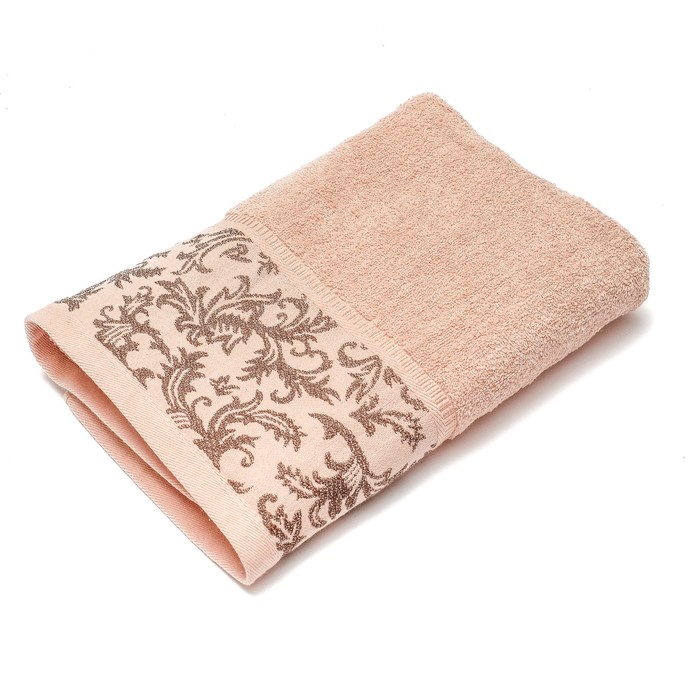 Полотенце махровое Морозные узоры", цв.кофейный, 70х135, хл100% ., 500 гр/м2