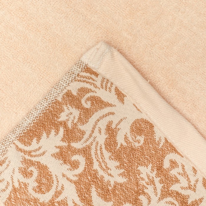 Полотенце махровое Морозные узоры", цв. Сливочный , 70х135см, хл100% ., 500 гр/м2