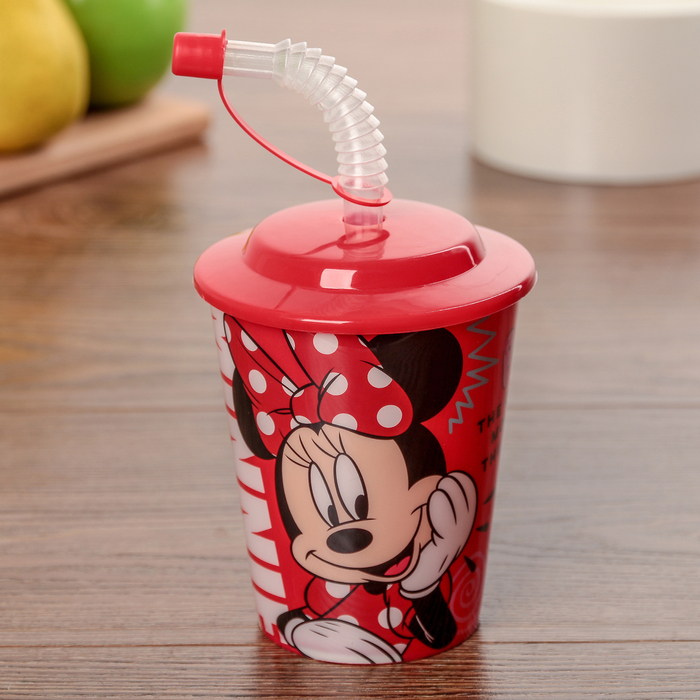 Бокал 3D 400 мл "Минни Маус", с крышкой и трубочкой