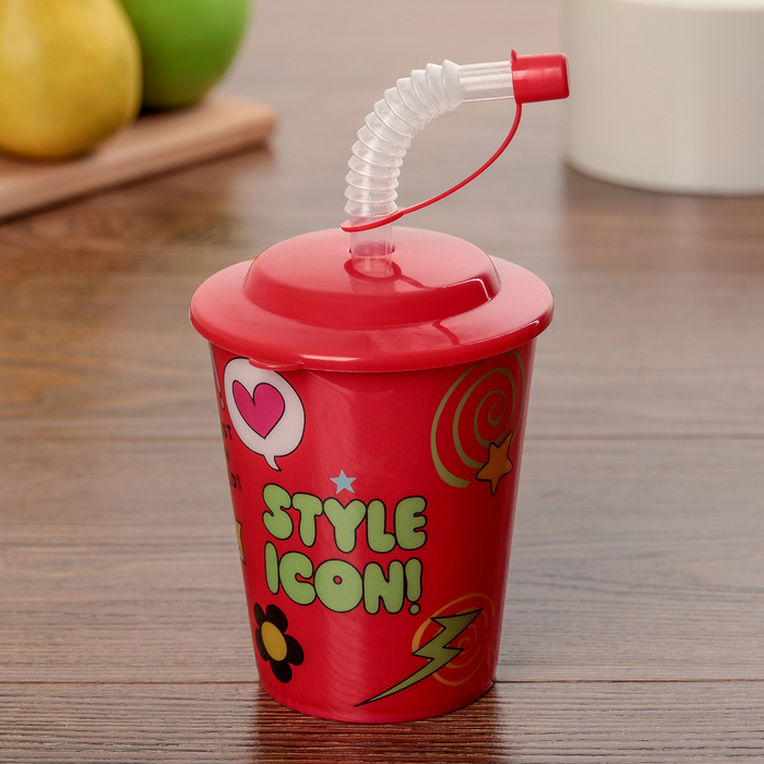 Бокал 3D 400 мл "Минни Маус", с крышкой и трубочкой