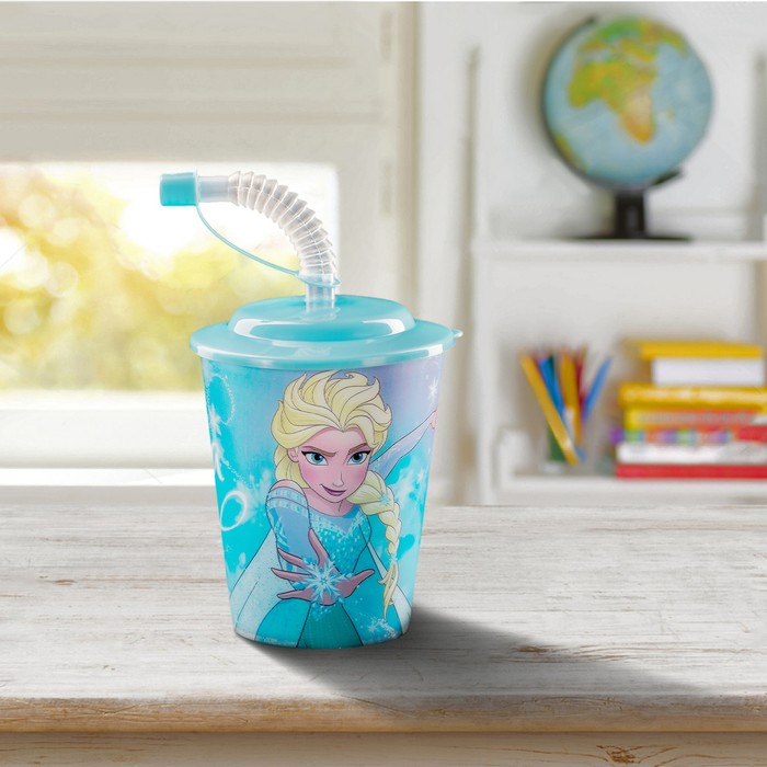 Бокал 3D 400 мл "Холодное сердце", с крышкой и трубочкой