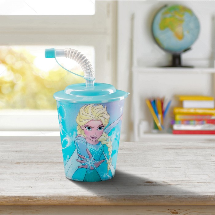 Бокал 3D 400 мл "Холодное сердце", с крышкой и трубочкой