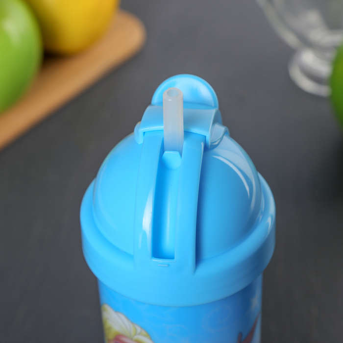 Фляга 3D 400 мл "Холодное сердце", с крышкой и трубочкой