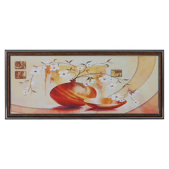 Картина "Веточка белых цветов" 53*23 см