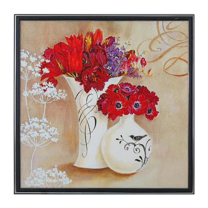 Картина "Красные букетики" 53*53 см