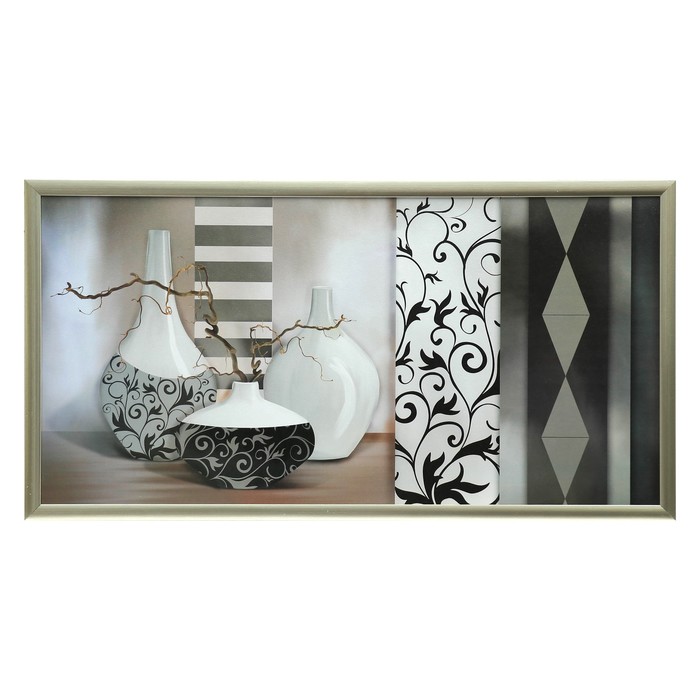 Картина "Черно-белые вазы" 54*105 см