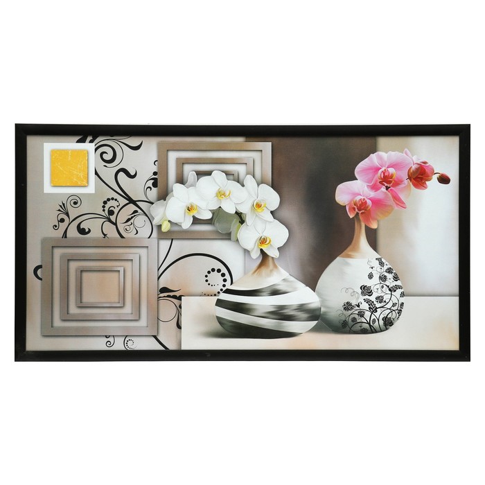 Картина "Вазы с орхидеями" 54*104 см
