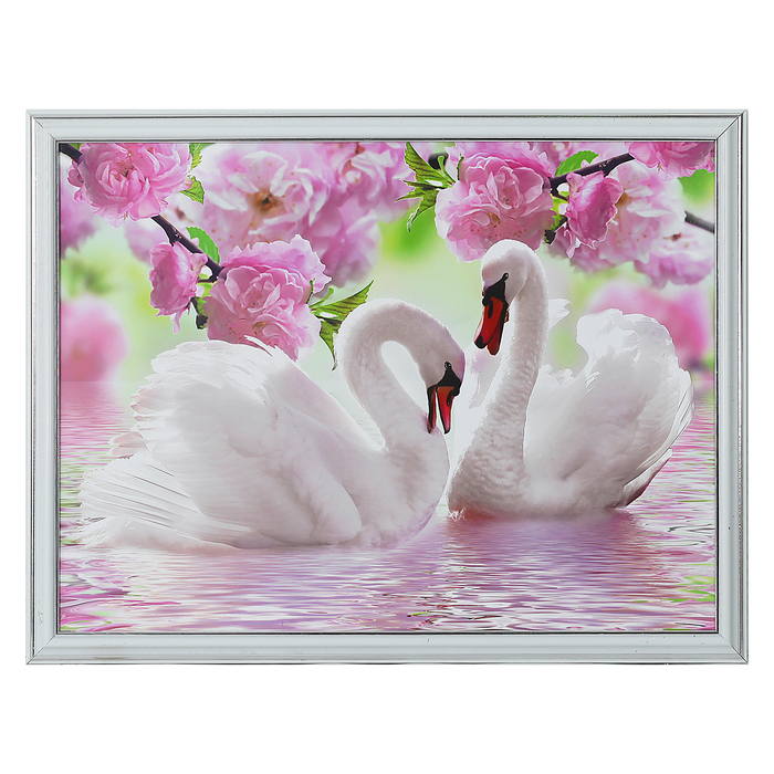 Картина "Лебеди в цветах" 33*43 см
