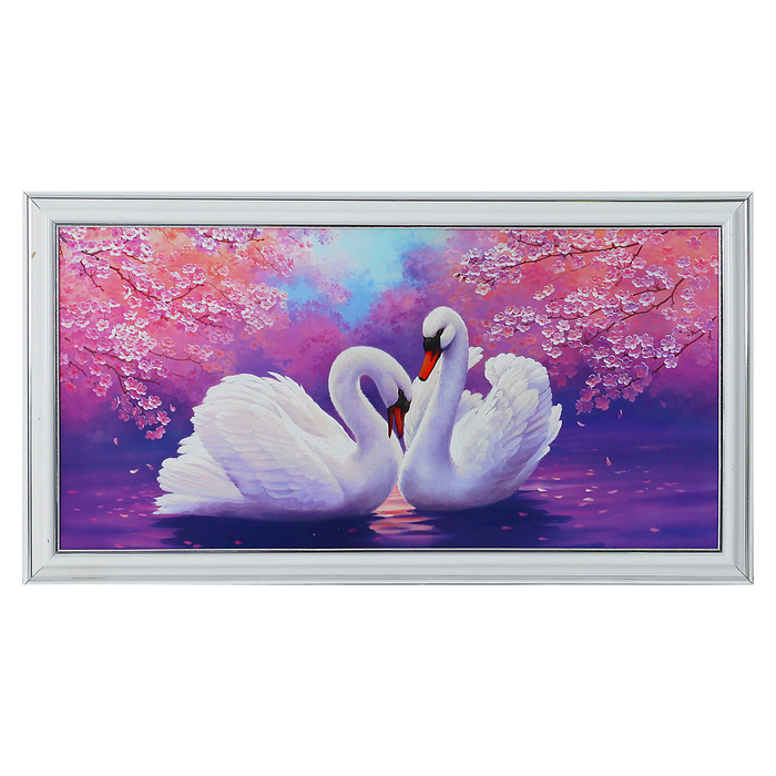 Картина "Белые лебеди" 21*39 см