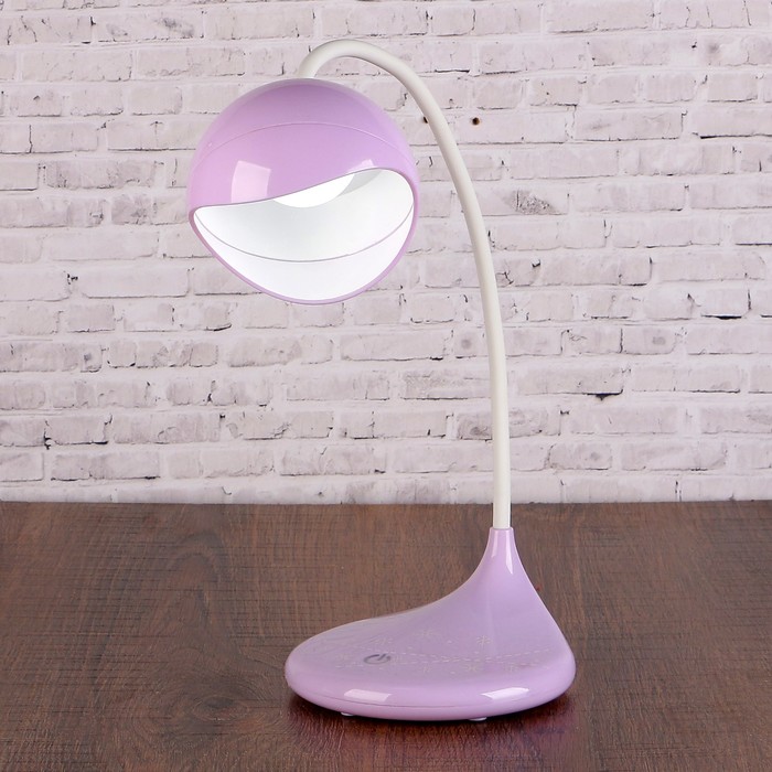 Лампа настольная сенсор 3 режима 5W USB АКБ "Прожектор" сиреневая 45х13х13 см
