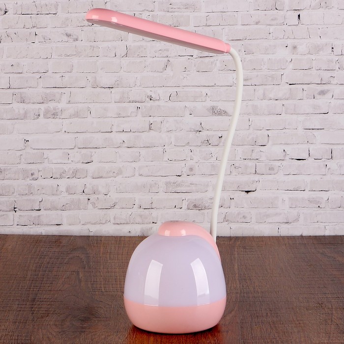 Лампа настольная сенсор 3 режима LEDх20 11W USB АКБ "Космос"розовая низ светит.51х11х10 см