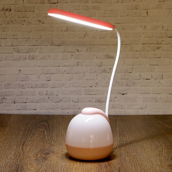 Лампа настольная сенсор 3 режима LEDх20 11W USB АКБ "Космос"розовая низ светит.51х11х10 см