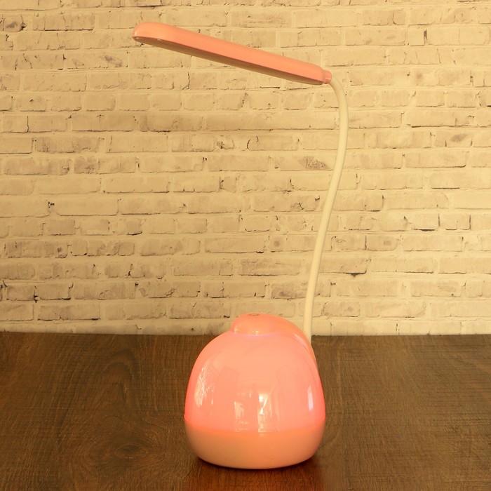 Лампа настольная сенсор 3 режима LEDх20 11W USB АКБ "Космос"розовая низ светит.51х11х10 см