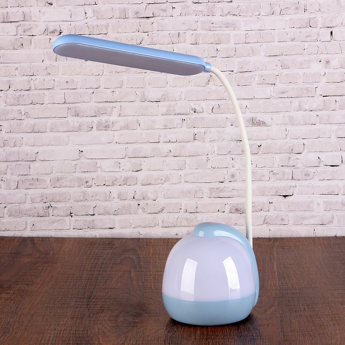 Лампа настольная сенсор 3 режима LEDх20 11W USB АКБ "Космос"голубая низ светит. 51х11х10см