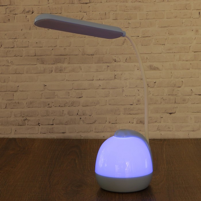 Лампа настольная сенсор 3 режима LEDх20 11W USB АКБ "Космос"голубая низ светит. 51х11х10см