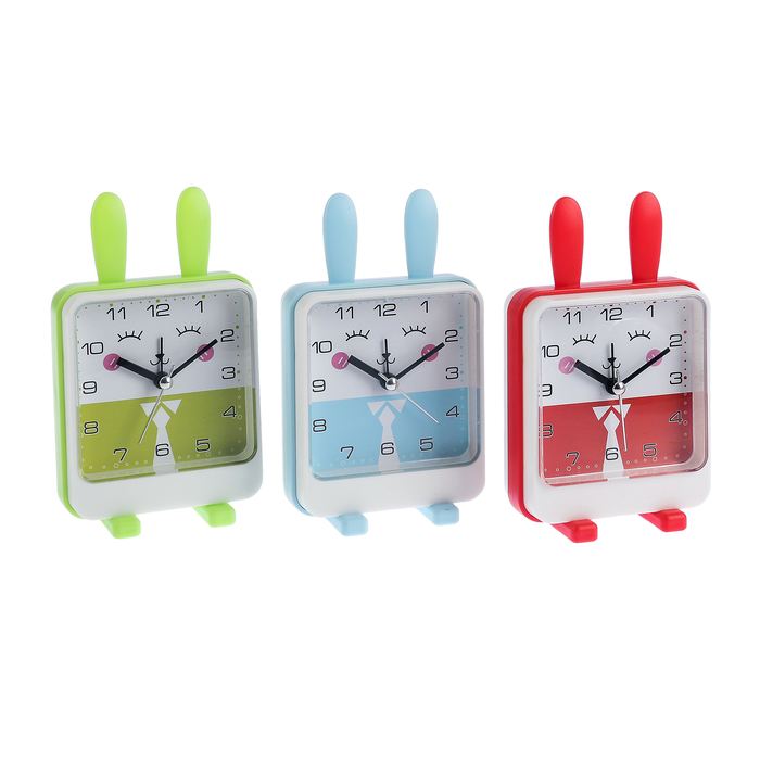 Будильник детский "Зайчик с ушками" 14х8 см, микс