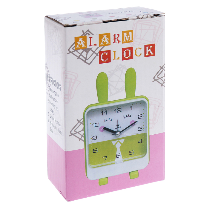 Будильник детский "Зайчик с ушками" 14х8 см, микс