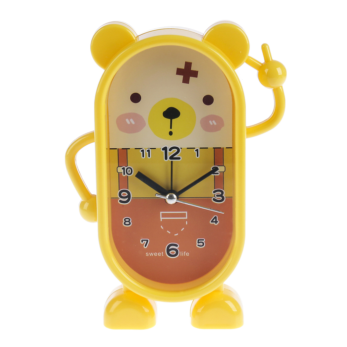 Будильник детский "Доктор Мишка", желтый, 15.5х10.5см