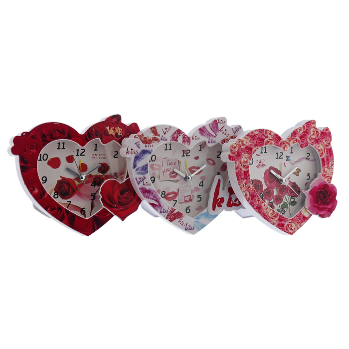 Будильник детский "Сердечко"15.5х13 см, микс