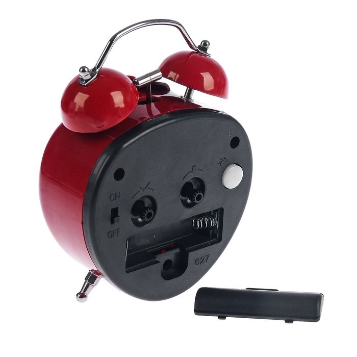 Будильник клубничка, на хромир. ножках, пластик, микс, 10*13см