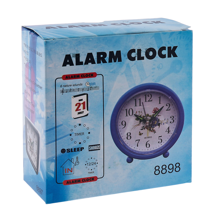 Будильник Смайл, круг, желтый, микс смайлов, 11*10,5см