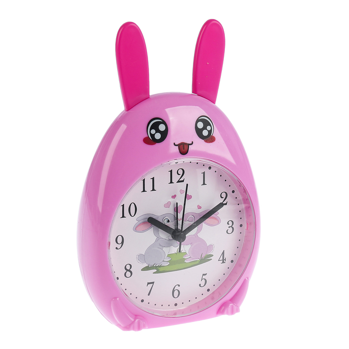 Будильник. Серия Животный мир. Розовый Зайка, подсветка, 12*16см