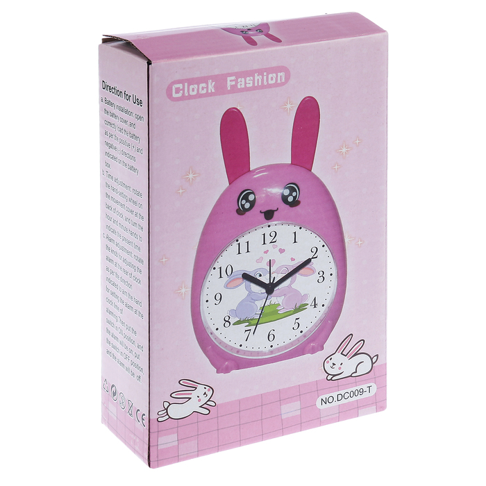 Будильник. Серия Животный мир. Розовый Зайка, подсветка, 12*16см