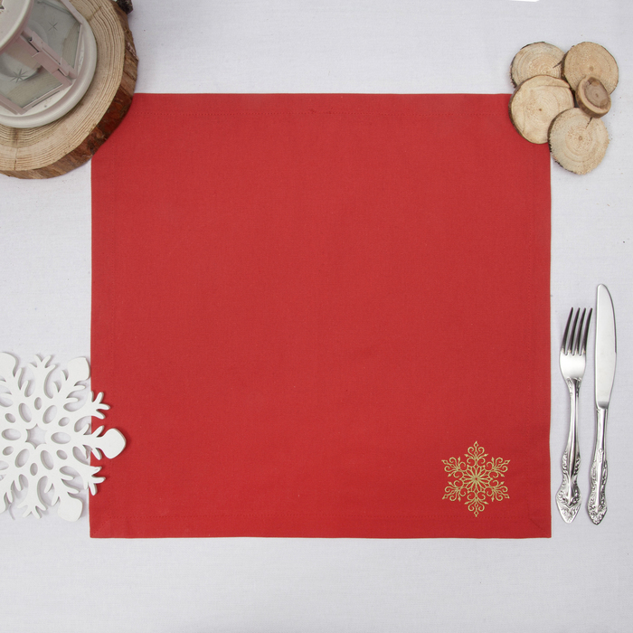 Набор салфеток "Этель" Снег, 40х40 цвет красный, 2 шт, с ВМГО хл, 200 гр/м²