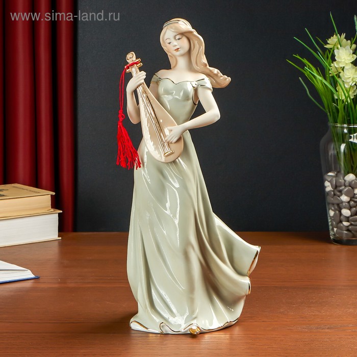 Сувенир керамика Девушка с мандолиной 34х15х11,5 см сувенир керамика зайчик с цыплёнком 7 5х7х13 см