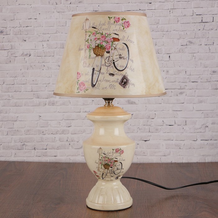 Лампа настольная керамика "Велосипед с цветами" Е27 220В 42х25х25 см