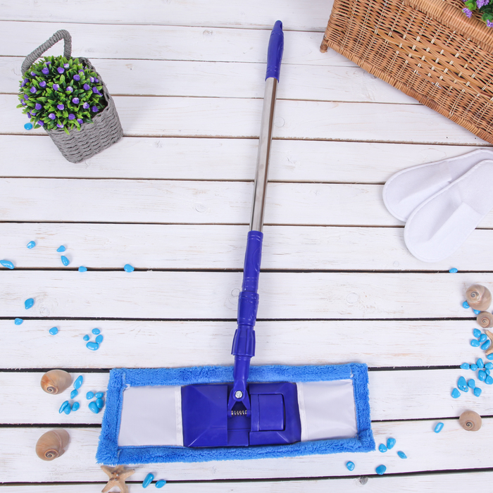 Швабра плоская телескопическая Ocean, стальная ручка, микрофибра 39х10х77(118) см