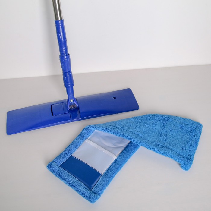 Швабра плоская телескопическая Ocean, стальная ручка, микрофибра 50х13,5х84(127) см