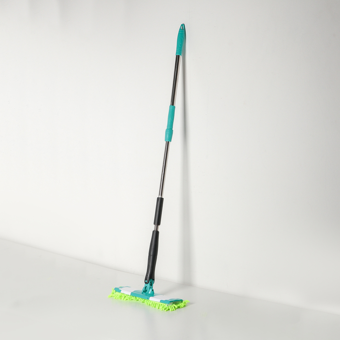 Швабра плоская с отжимом Twist, стальная ручка, микрофибра букли 33,5х10,5х95(120) см