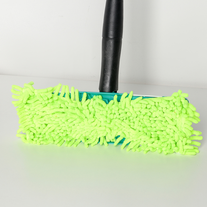 Швабра плоская с отжимом Twist, стальная ручка, микрофибра букли 33,5х10,5х95(120) см