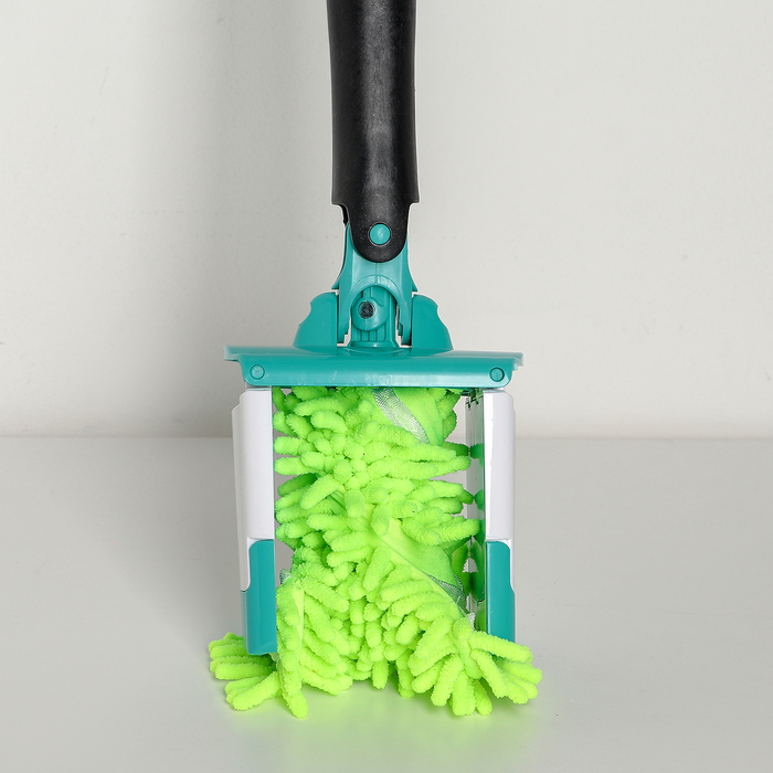 Швабра плоская с отжимом Twist, стальная ручка, микрофибра букли 33,5х10,5х95(120) см