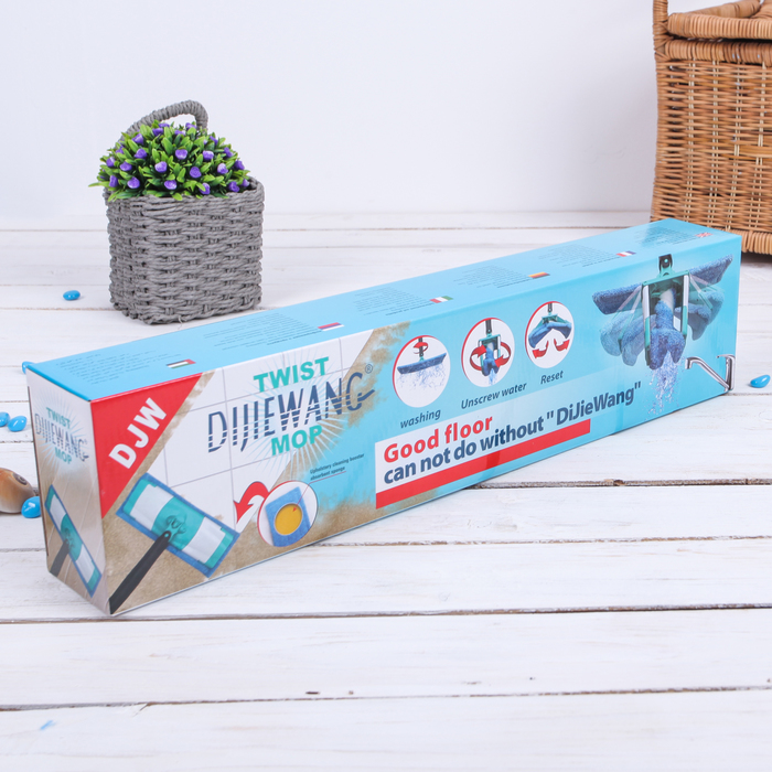 Швабра плоская с отжимом Twist, стальная ручка, микрофибра 33,5х10,5х95(120) см